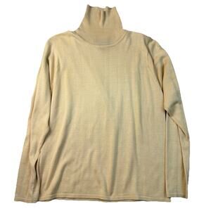 Vtg Herman Geist Lg Yellow Butter 100% Silk Long Sleeve Turtleneck Quiet Luxury
